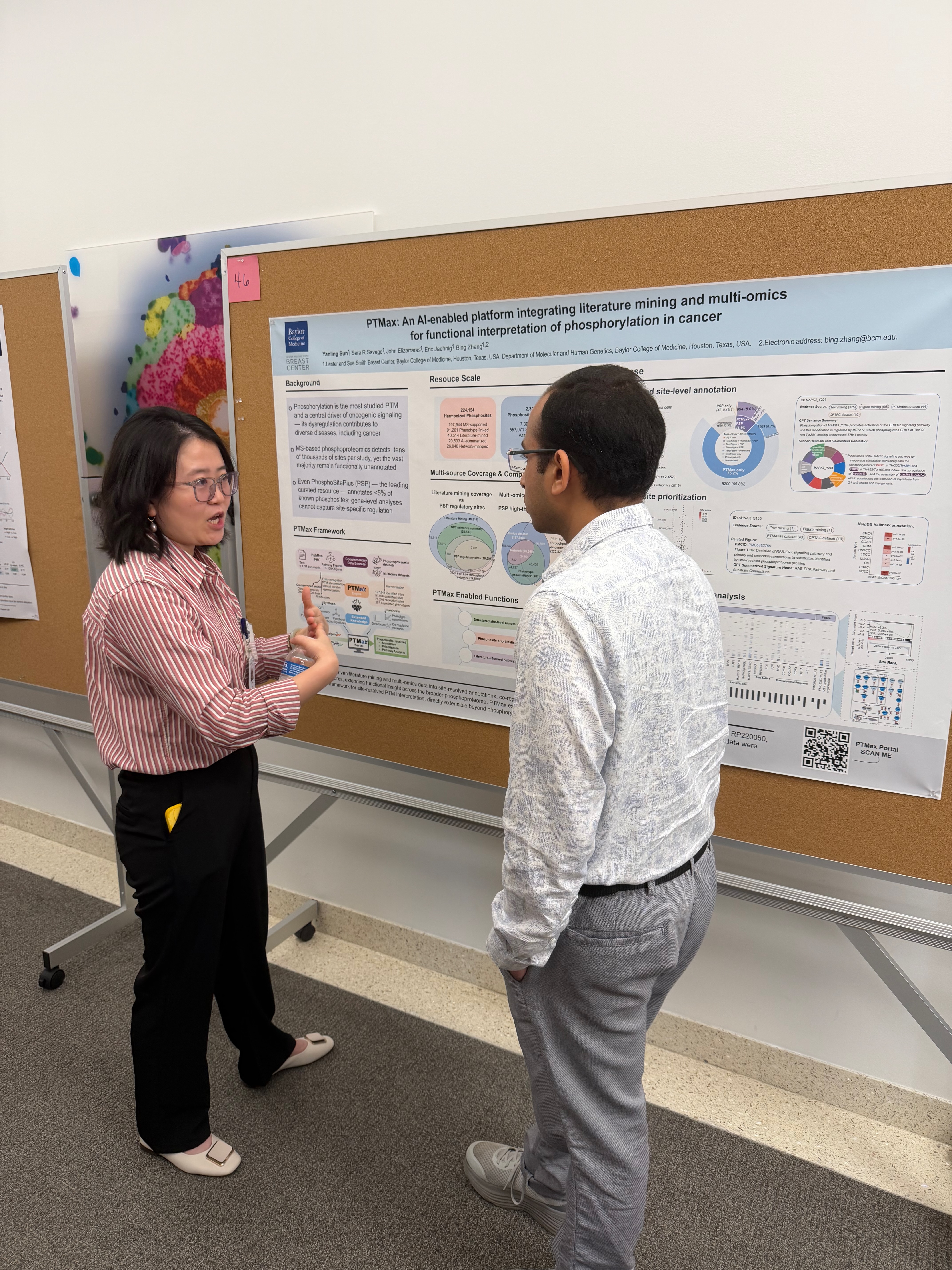 Dr. Yanling Sun standing beside her poster at the 13th Annual McNair Symposium